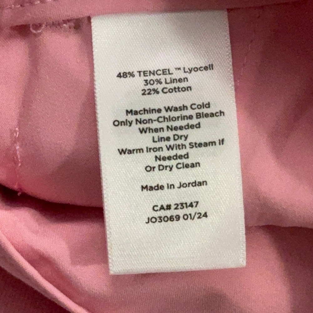 Talbots Greenwich Pant 12P Pink Wide Leg Linen Blend High Rise Cropped Coastal - Picture 5 of 12